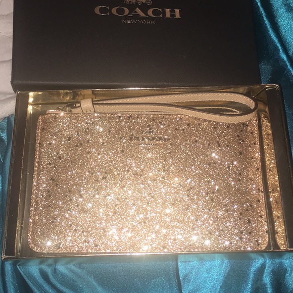 Women’s Gold Glitter Coach Wristlet - Picture 3 of 8